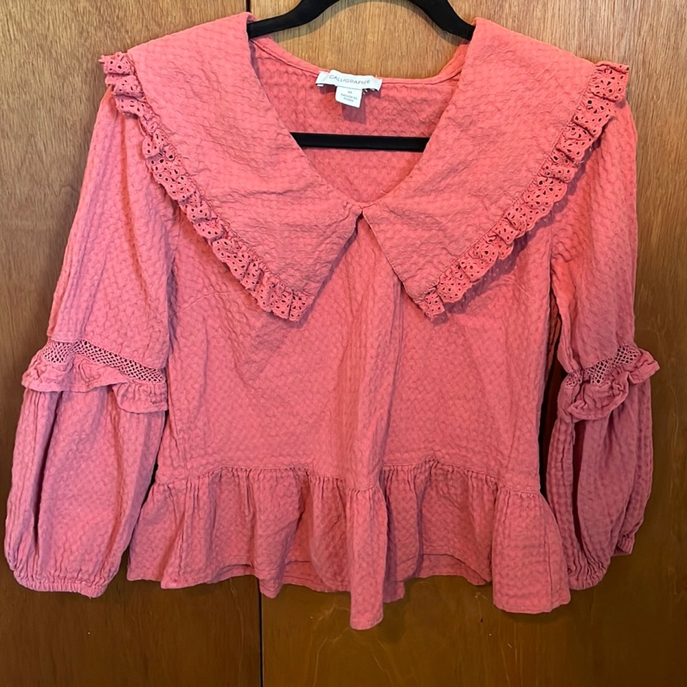 Calligraphie salmon blouse top